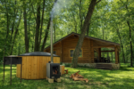 Wooden house №7 with wood-burning hot tub with aeromassage